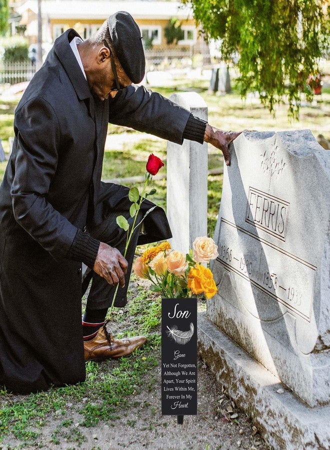 Oooct Son Cemetery Vases for Grave, Metal Cemetery Grave Flower Vase with Stake, Son Grave Cemetery Decorations, Metal Memorial Grave Markers, Graveside Decor Sign for Grave Outdoor Yard - Image 4
